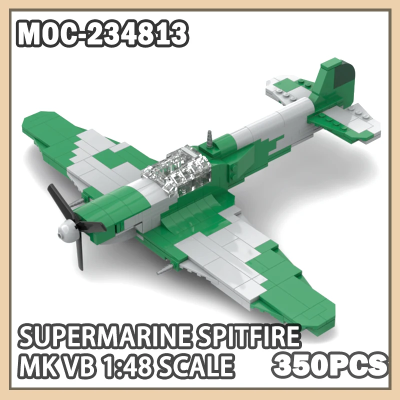 

350 шт. MOC-234813 Supermarine Spitfire Mk Vb масштаб 1:48, модель строительного блока, набор кирпичей, креативные подарки, украшение для рабочего стола