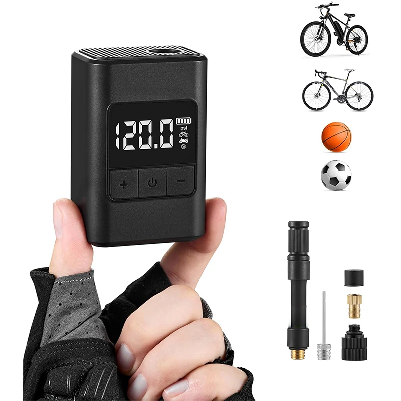 

120PSI воздушный насос перезаряжаемый велосипедный насос Type-C мини портативный велосипедный насос автоматическая остановка беспроводной воздушный насос для мотоциклетного мяча