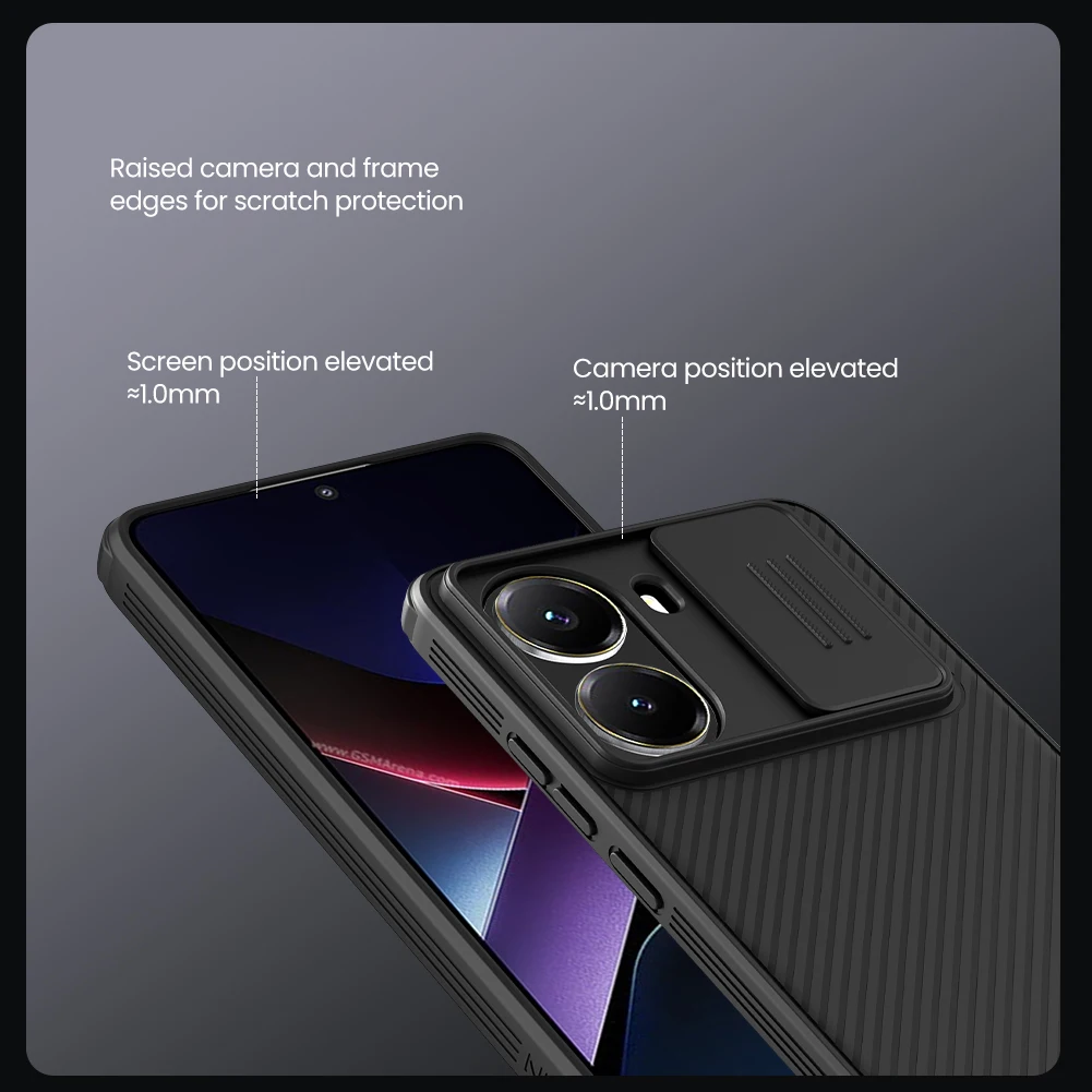 Nillkin para Xiaomi POCO X7 Pro funda con lente cubierta deslizante protección contra arañazos TPU marco suave parachoques a prueba de golpes para POCO X7 Pro