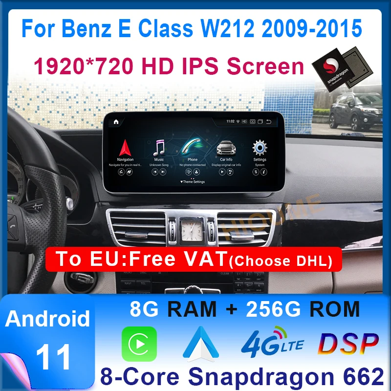 

12.5" Android 11 Qualcomm 8G+256G Car Multimedia DVD Player GPS Radio For Mercedes Benz E Class W212 E200 E230 E260 E300 LHD RHD