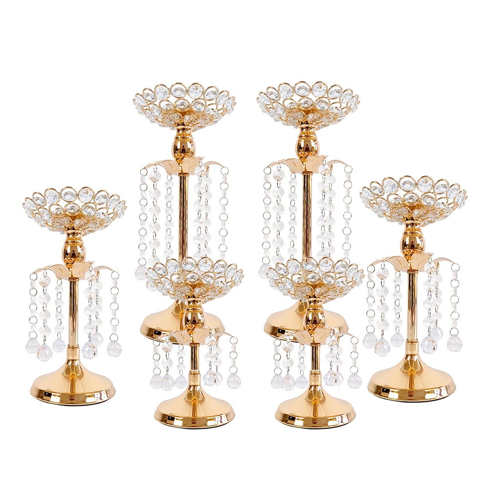 2/6/8Pcs/lot Crystal Candle Holders Gold ,Table Centerpieces Decoration for Wedding Halloween, Birthday Party Holiday Home Decor