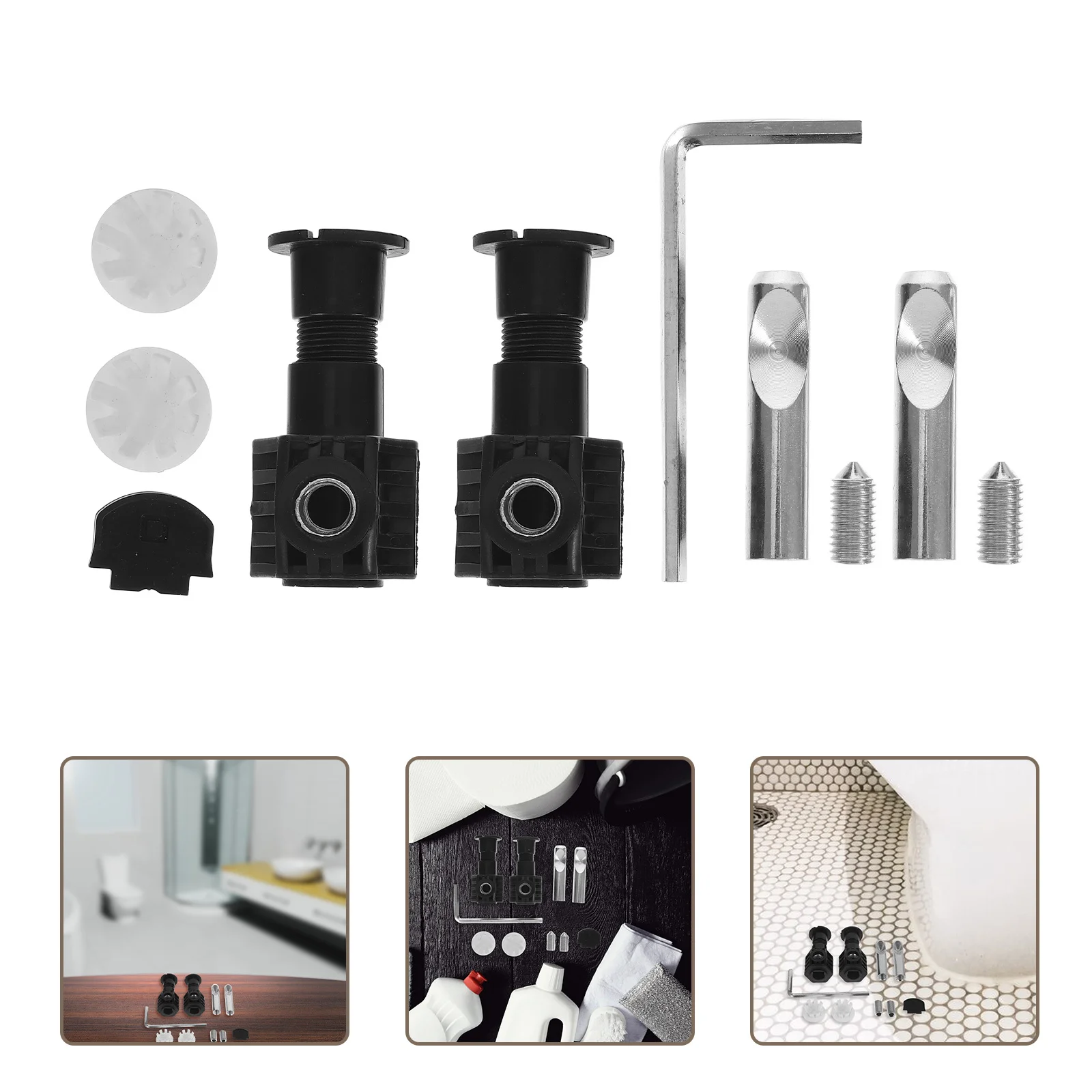 

1Set Toilet Seat Hinges Screws Wall Hung Toilet Replacement Black Sleek Design Efficient Installation Home Restroom