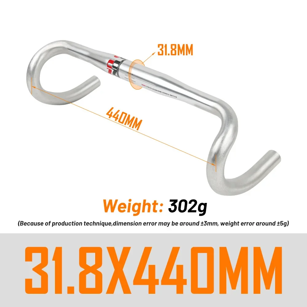 UNO Aluminum Alloy Racing Road Bike Handlebar Bent Bar Bicycle 25.4/31.8mm 380/400/420/440MM for Accessories