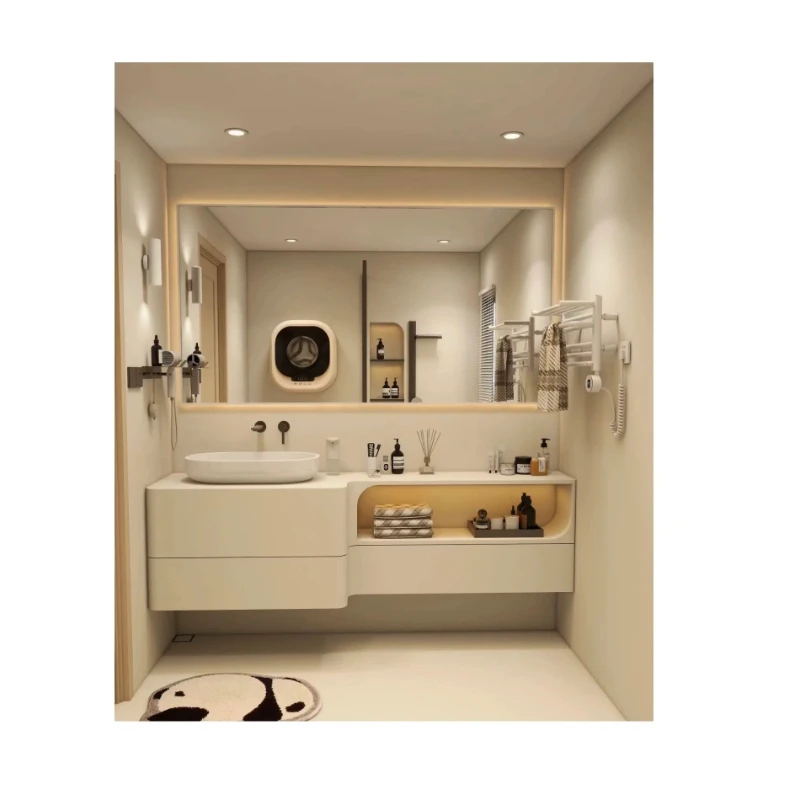 

Bathroom Mirror Cabinet Combination, Custom Intelligent Paint Grille Design, Bathroom Cabinet LED Mirror Grille, Bathroom Vanity