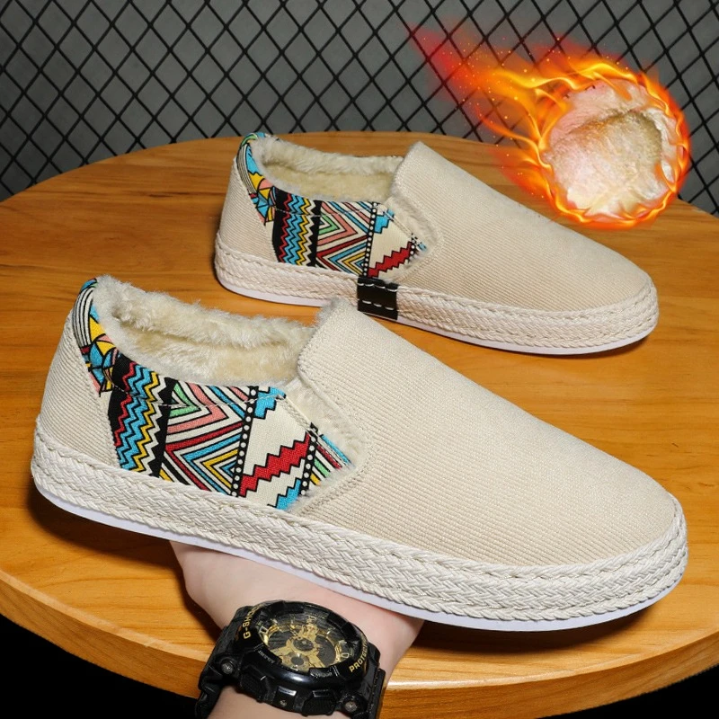 

Mens Casual Loafers Winter Warm Fleece Lined Comfortable Shoes for Daily Indoor Outdoor Wear