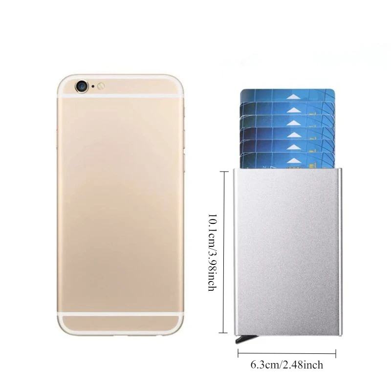 Rfid Smart Wallet Card Holder Metal Thin Slim Men Women Wallets Pop Up Minimalist Wallet Small Black Purse Vallet Walets for Men — zdjęcie 6