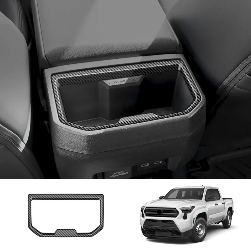 Panel de cambio central interior de fibra de carbono para TOYOTA TACOMA, pegatinas para volante, accesorios para coche, 2024, 2025 ABS