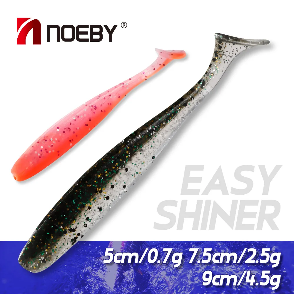 NOEBY Easy Shiner Soft Lure 5cm 7.5cm 9cm Silicone Bait Wobblers T tail Artificial Shad Bait for Bass Pike Fishing Lures