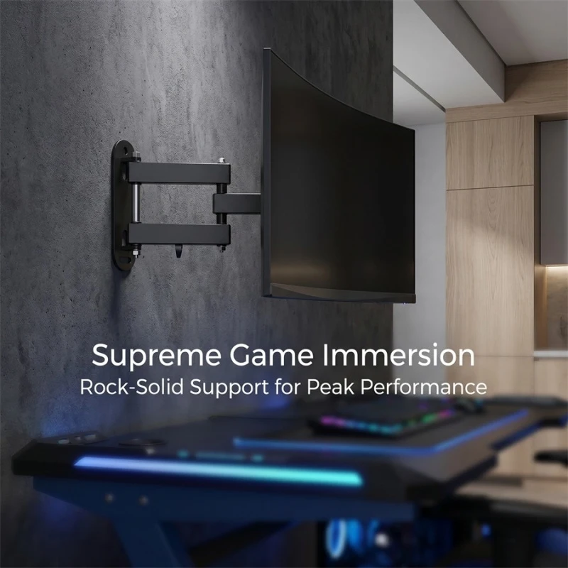 20 °   Soporte de pared para TV inclinable 360° °   Soporte Giratorio Universal para TV, Soporte para Monitor de Computadora de 10-27 Pulgadas, Soporte para Monitor de Pantalla Plana