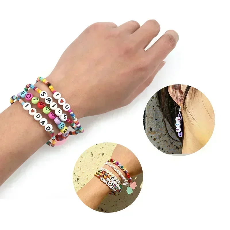 100/200/300/500Pcs Acrylic Mixed Letter Beads Round Flat Loose Spacer Beads For Jewelry Making Handmade Diy Bracelet Necklace image 4