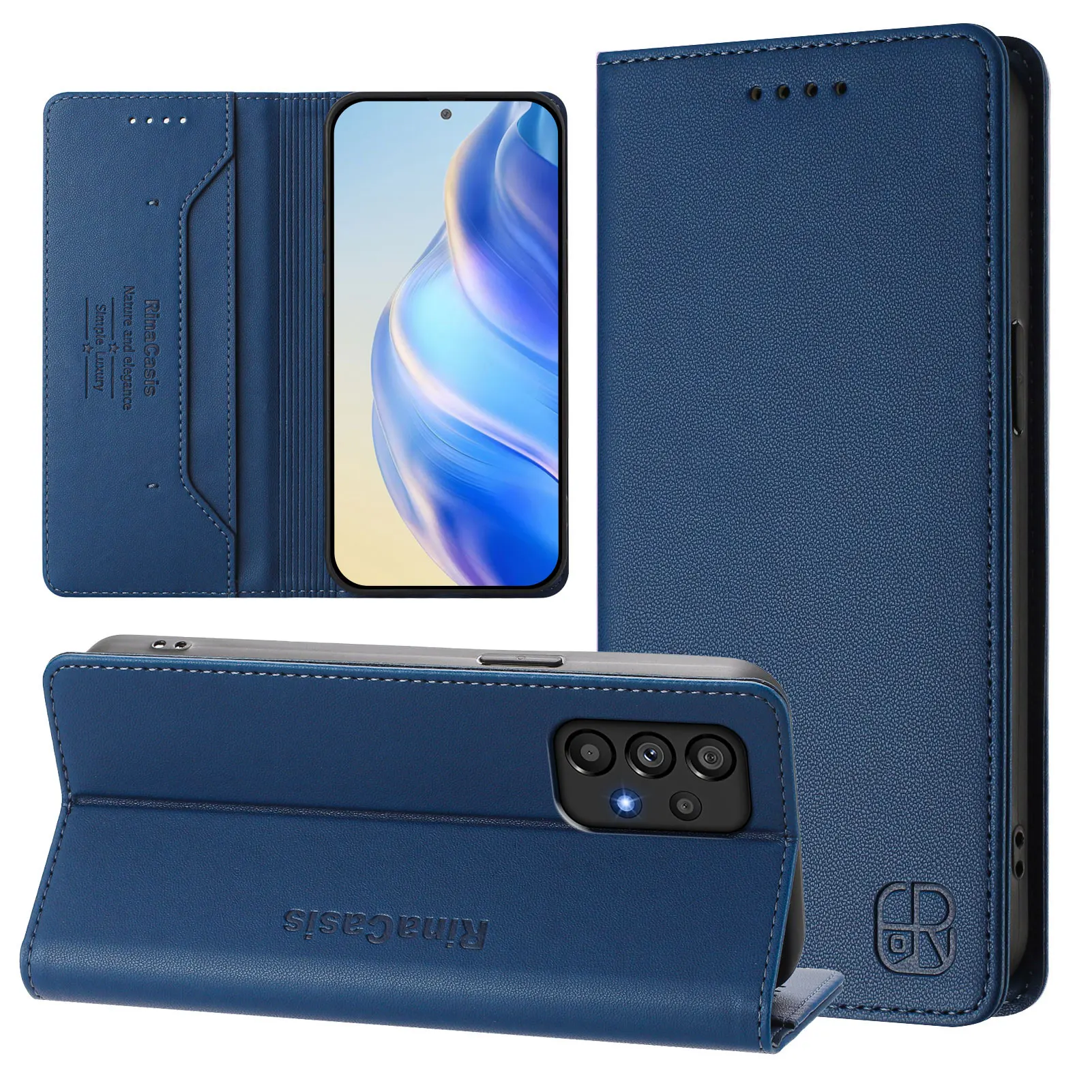 Magnetyczne etui portfel ze skóry do Samsung Galaxy A73 A53 A33 A13 A03 A72 A52 A42 A32 A22 A02 A91 A71 A51 A41 A31 Luksusowe etui — zdjęcie produktu 6