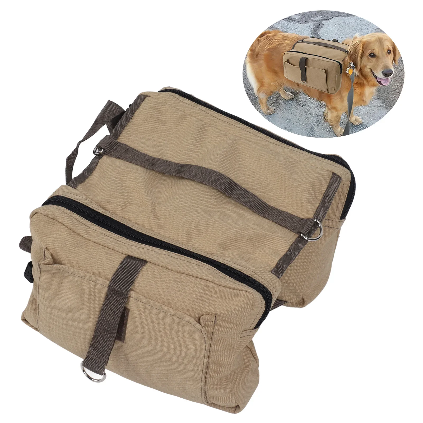 

Backpack Canvas Pack Dog Saddlebag Outdoor Hiking Camping Breathable Adjustable Pet Travel Gear For Medium Large Dogs