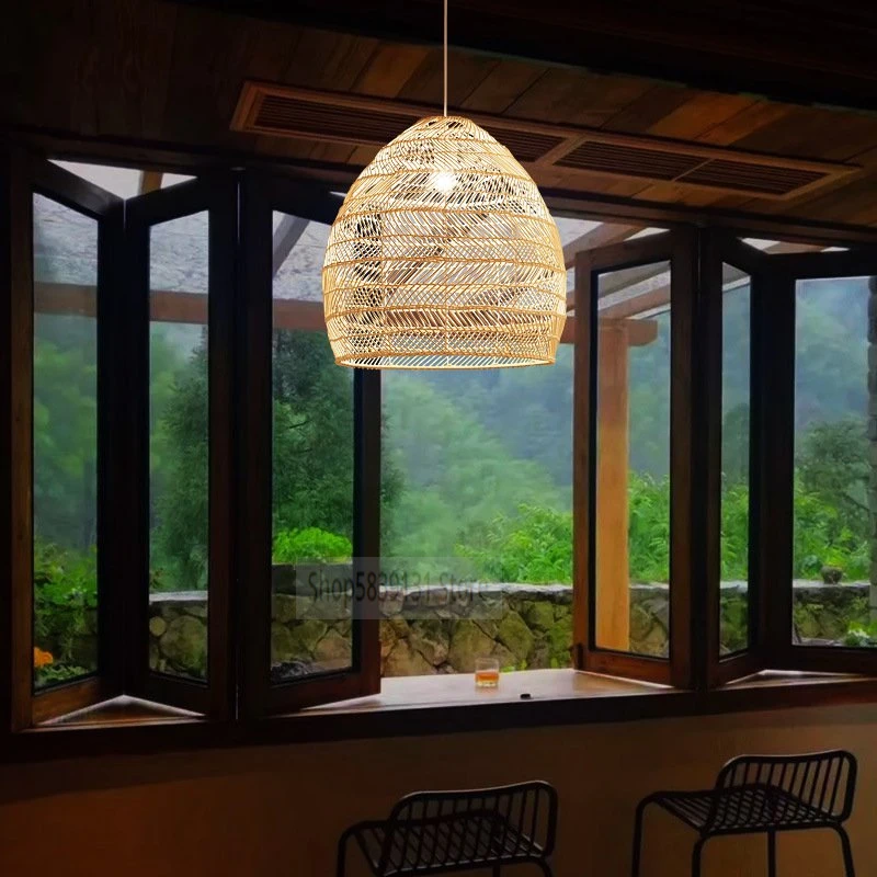 Imagem -02 - Moderno Pastoral Criativo Rattan Pingente Luzes para Sala de Estar Quarto Estilo Chinês Pendurado Lâmpadas Casa Deco Led Luminárias