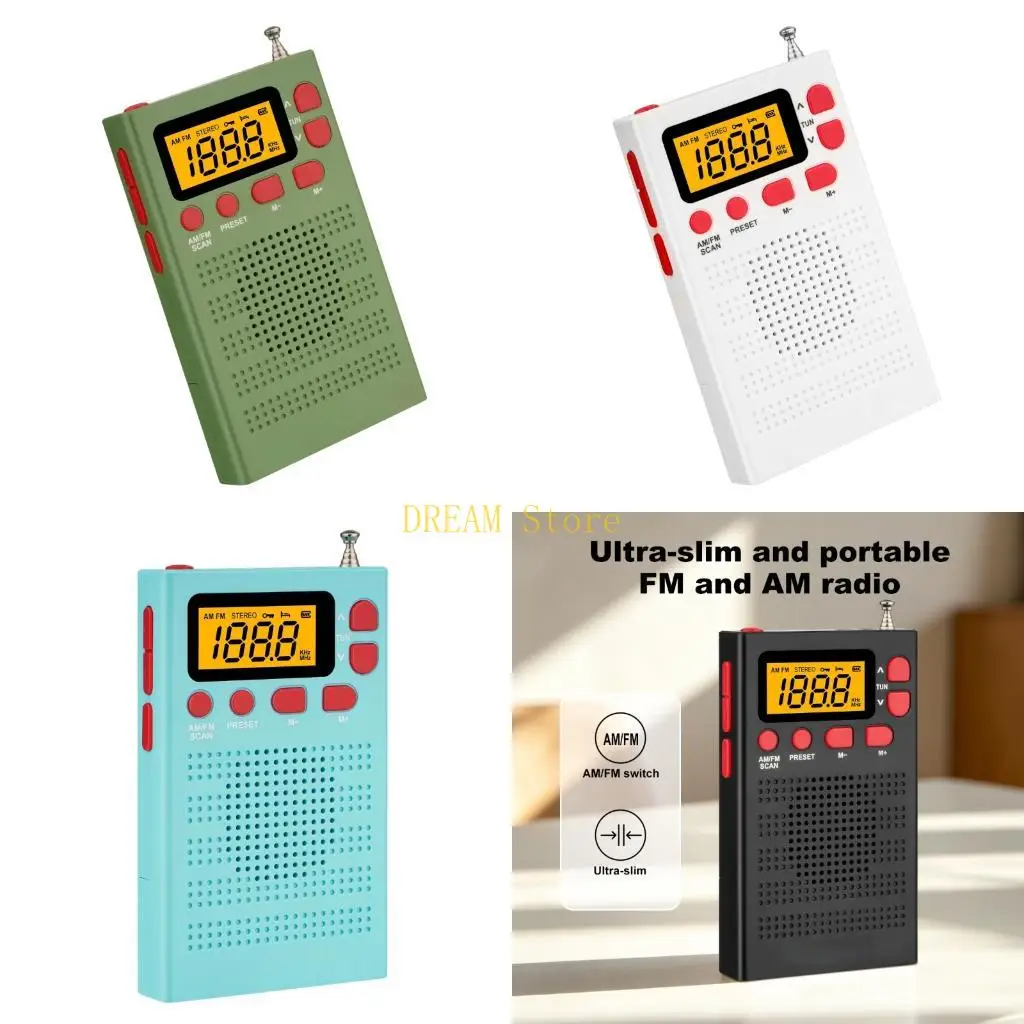 ポータブルポケットラジオプレーヤー-lcd-スクリーンデジタルラジオ長距離最高受信ラジオミニ-fm-天気ラジオベストセラー