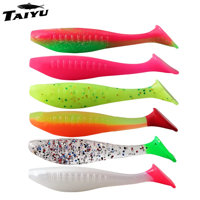 

TAIYU 5-pack TPR soft bait, soft rubber floating soft fish, T-tail 10cm fake bait, high elasticity ZMAN lure, biomimetic bait