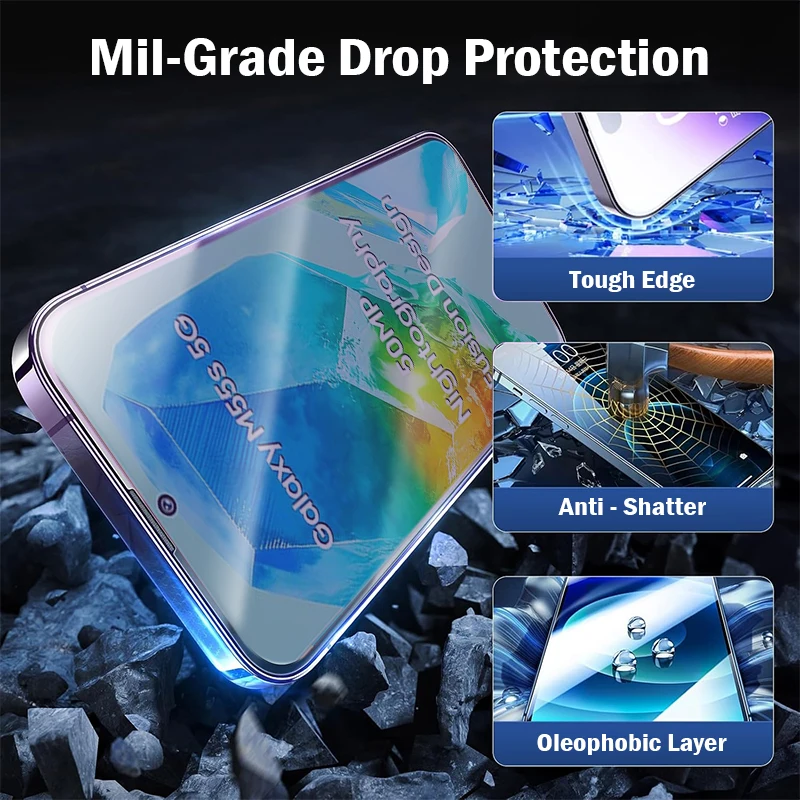 블루 라이트 방지 강화 유리, 삼성 갤럭시 M55 M55S M53 M34 M14 M05 M35 M54 M04 M23 M33 M15 M52 스크린 보호대, 2-4 개