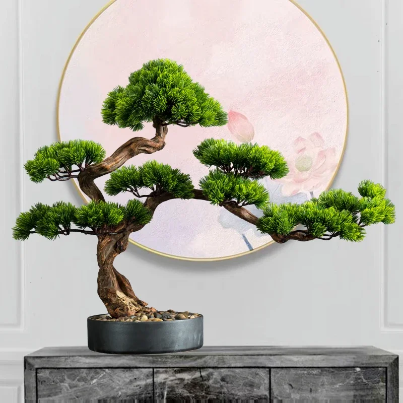 Solid Wood Simulation Welcome Pine, Hotel, Desktop, Porch, Green Plants, Fake Pine, Bonsai, Living Room, Interior Decoration