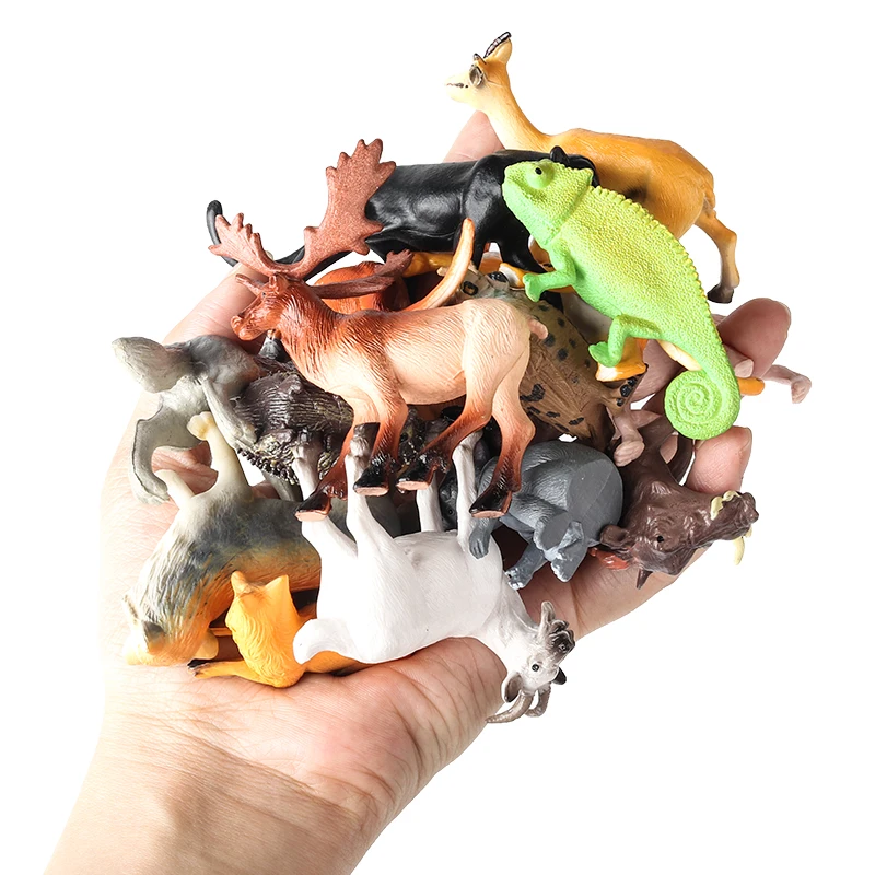 오에눅스 숲 야생 동물 모델 농장 열대어 원시인 도마뱀 나비 액션 피규어 PVC 세트 교육용 어린이 장난감 선물