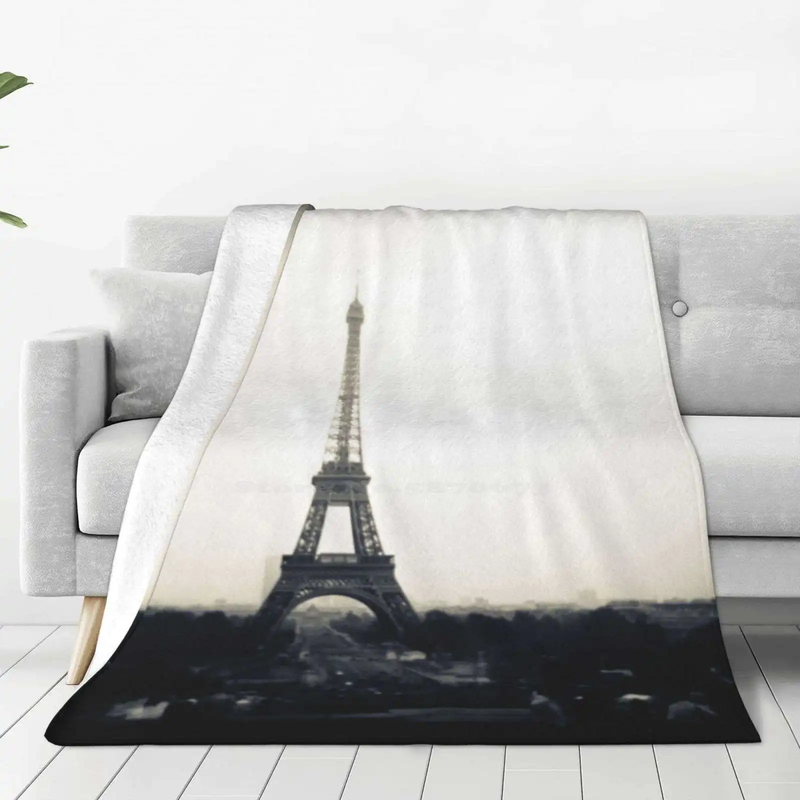 Untitled Trend Style Funny Fashion Soft Throw Blanket Eiffel Feel Holga Old Paris Sepia Toned Tower