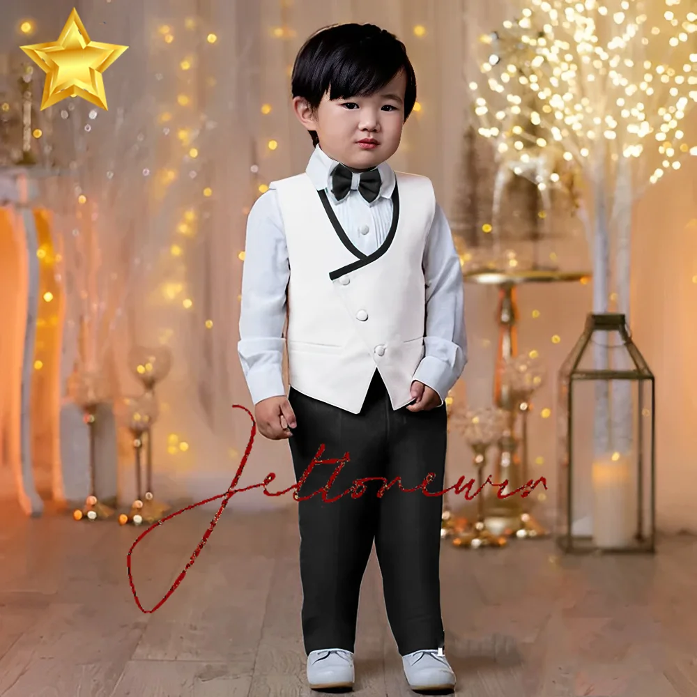 Boys Suit Set Wedding Formal Kids Flower Child Outfit Party Ceremony Birthday Costume Vest Pants 2 Pieces 2-16 years old