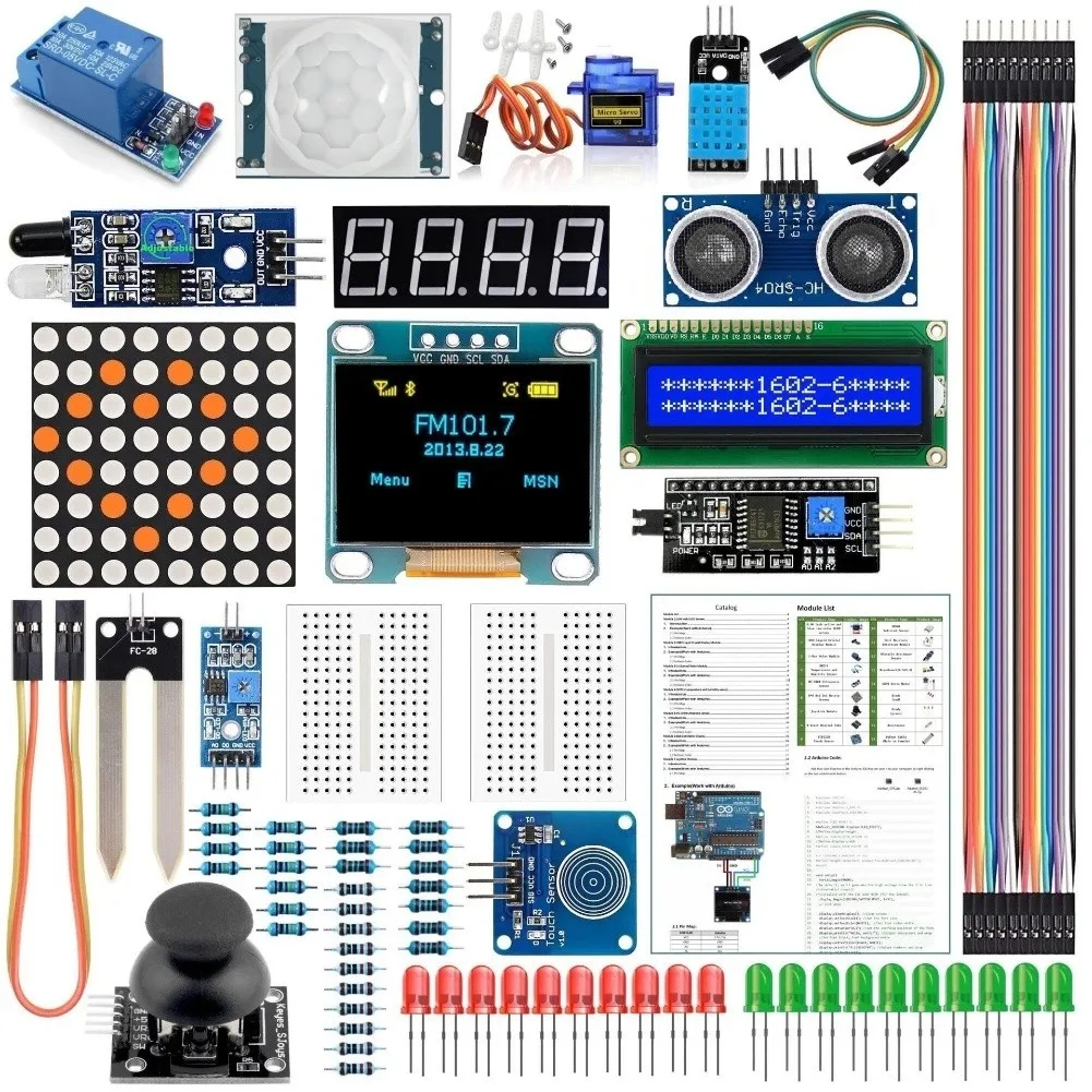 1 Set Kit With 1602 LCD 0.96 For Arduino Beginners Learning Electronics Development Board Components