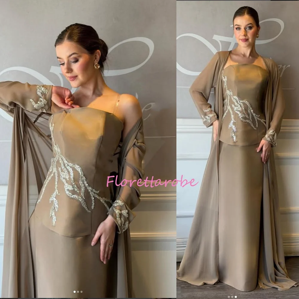 Customized Mother of Birde Dress Chiffon Beading Applique Mermaid Customized  Arabian Party Gown Elegant Long Prom  Gowns