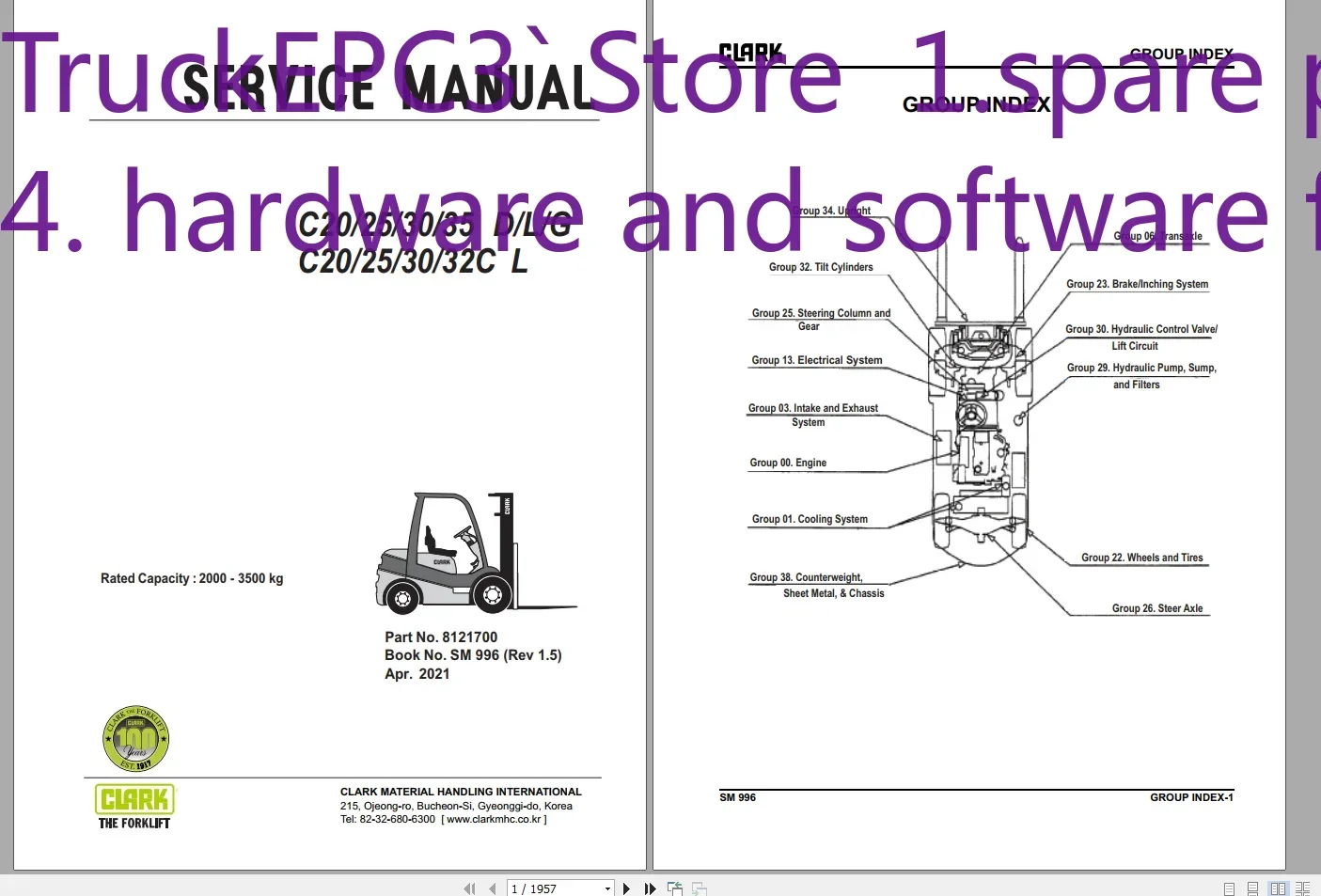 

Вилочный погрузчик TruckEPC3 Clark 2022 8,12 ГБ Руководство по обслуживанию и руководство по эксплуатации PDF DVD