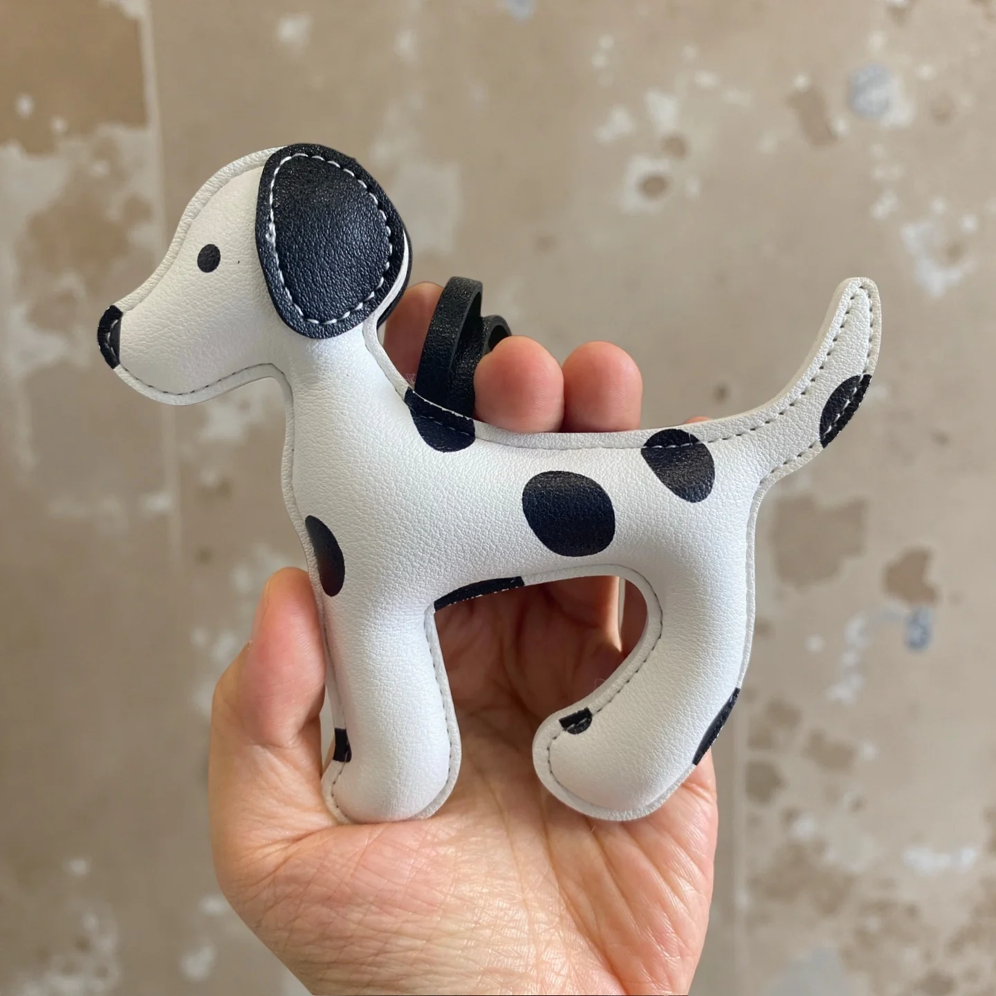 Spotted Dalmatian PU Leather Keychain - Large Statement Bag Charm for Purse, Backpack, Gift for Dog Lovers-PU Leather