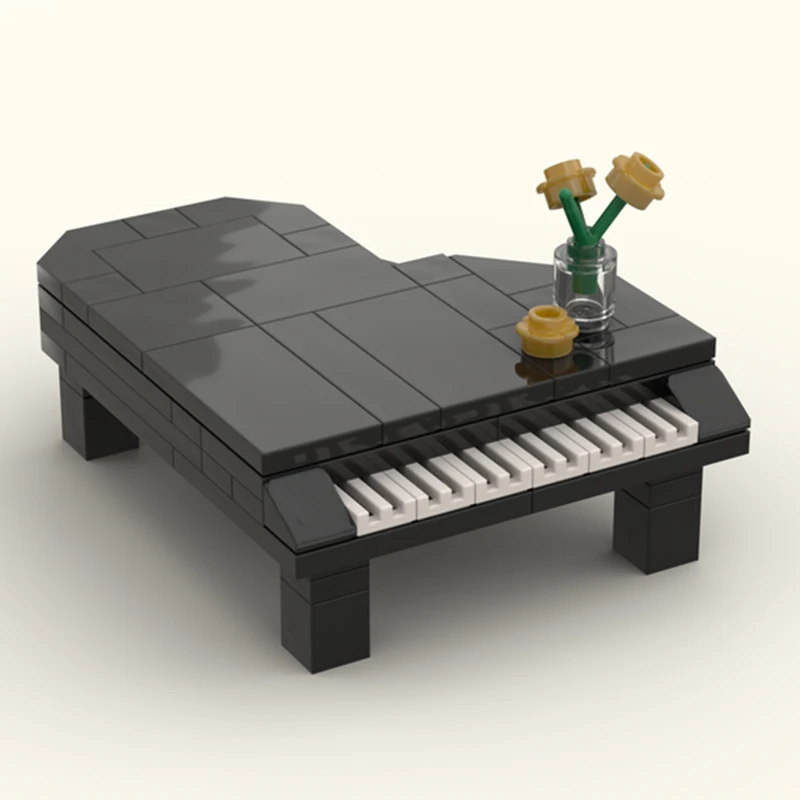 75 Uds. MOC crisantemo dorado en botella de media litro en Piano modelo de flor decorativa bloques de construcción creativos juguetes DIY regalo