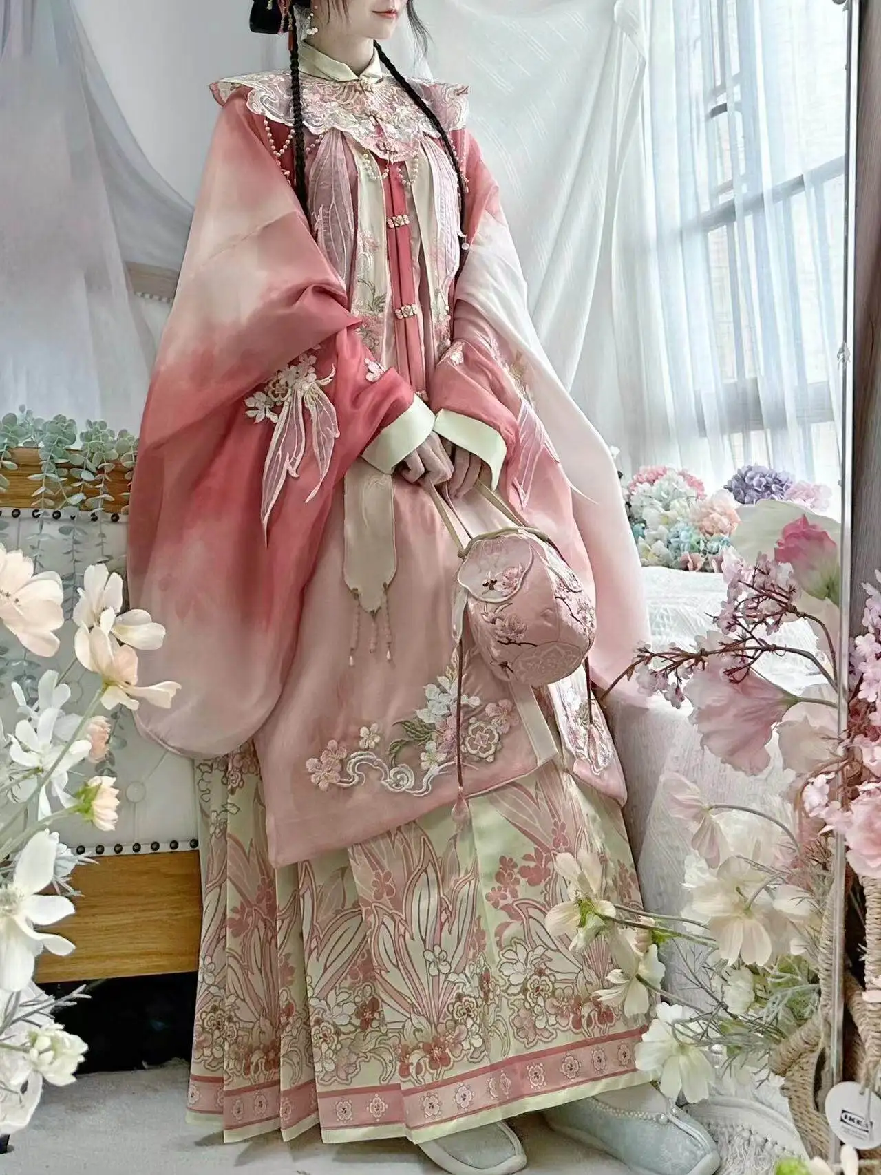 Tang Dynasty Palace Princess Hanfu for Women Pink Embroidery Ancient Hanfu Dress Elegant Cosplay Costume Party Outfit