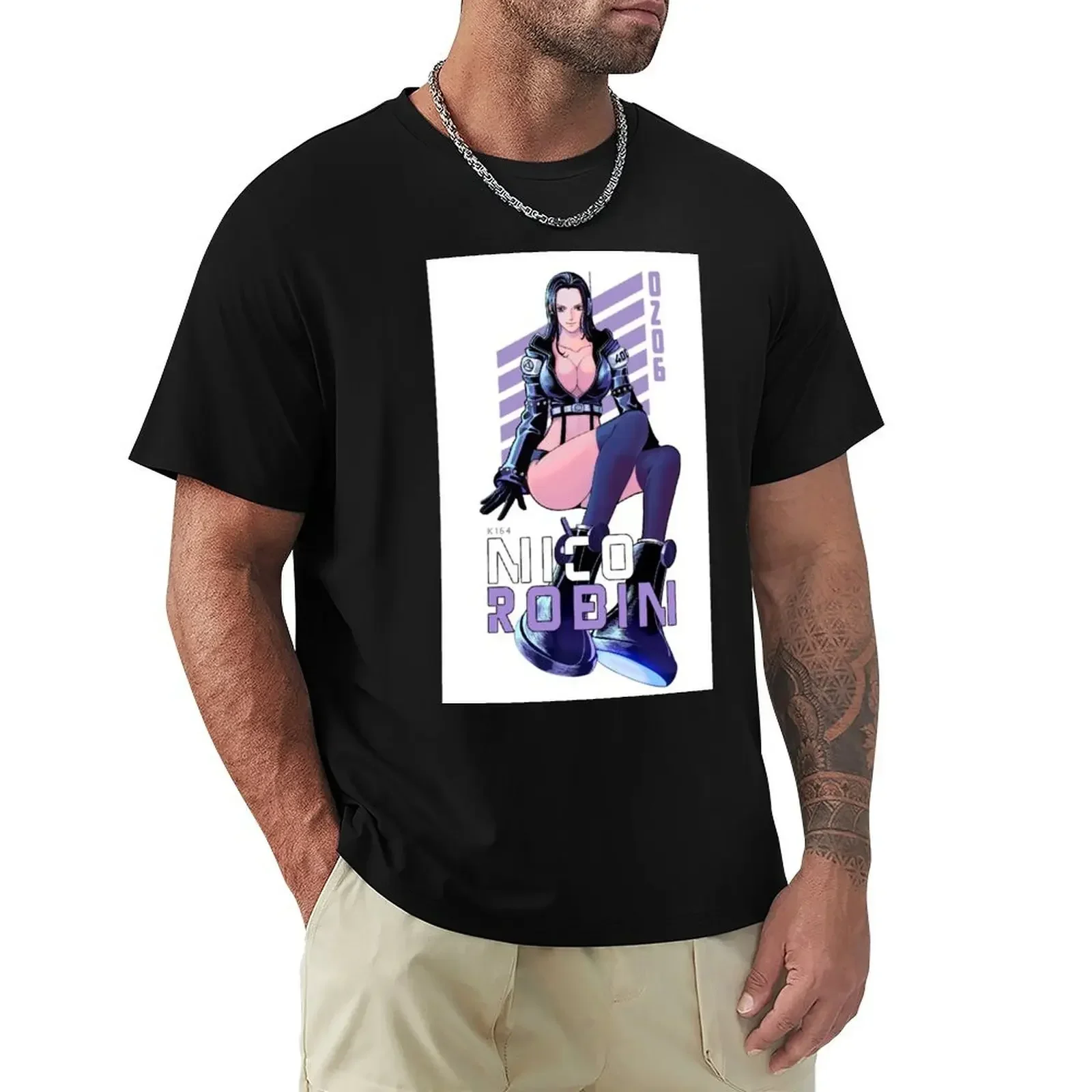 Футболка Nico Robin (Egghead Arc), кавайная одежда, футболки большого размера, Мужские Простые футболки, футболка с коротким рукавом для команды, лето.