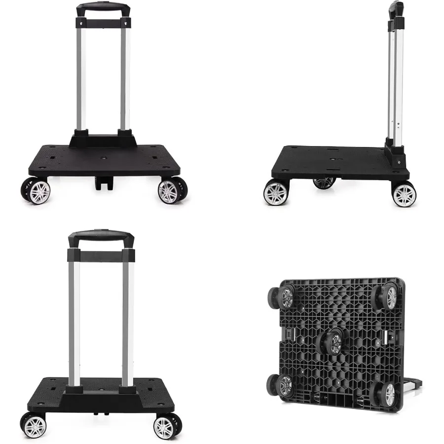 Backpack Trolley with 5 Wheels Folding Compact Lightweight Luggage Cart Spinner Rolling Luggage Cart for Bags Pet Carriers Dog