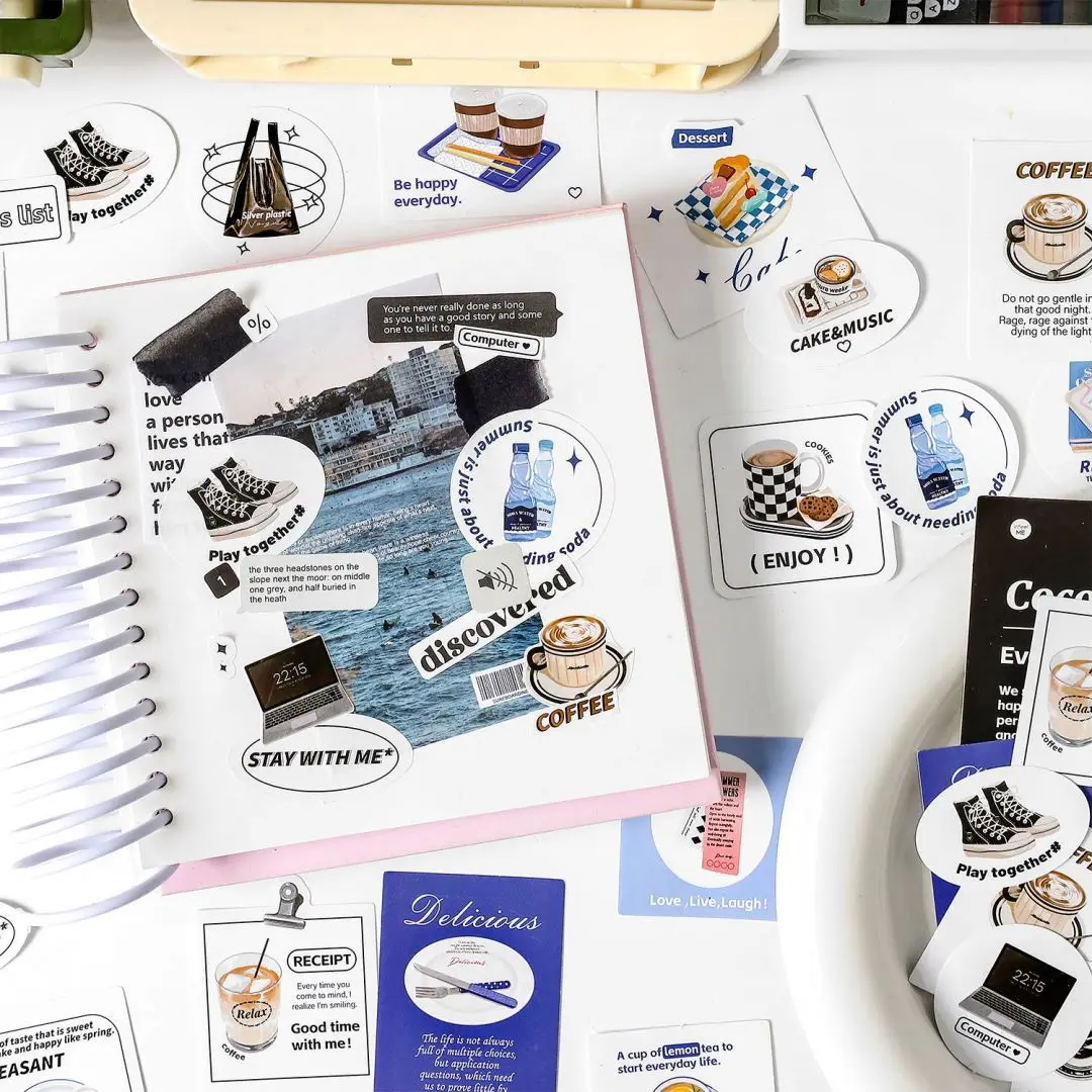 MOHAMM 40pcs Stickers Set Convenience Store Snacks and Desserts Design for Journaling Fresh Decoration Sticker Pack
