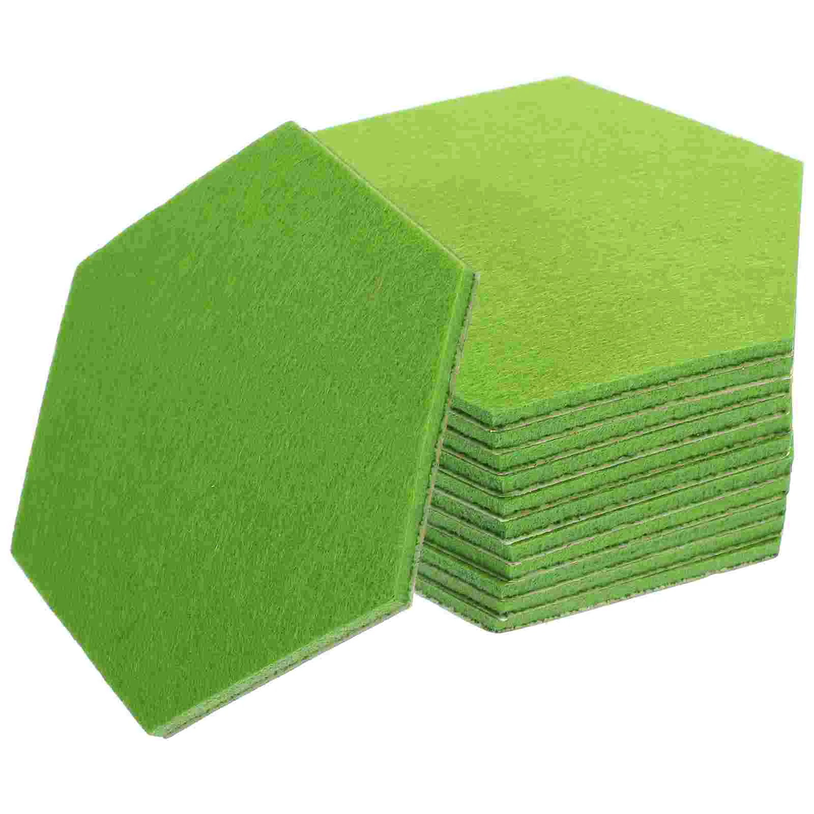 12 Pcs Soundproof Felt Decorative Panel Hexagon Wall Tiles Dampen Bulletin Board for Home Office School Green Wall Stickers Key