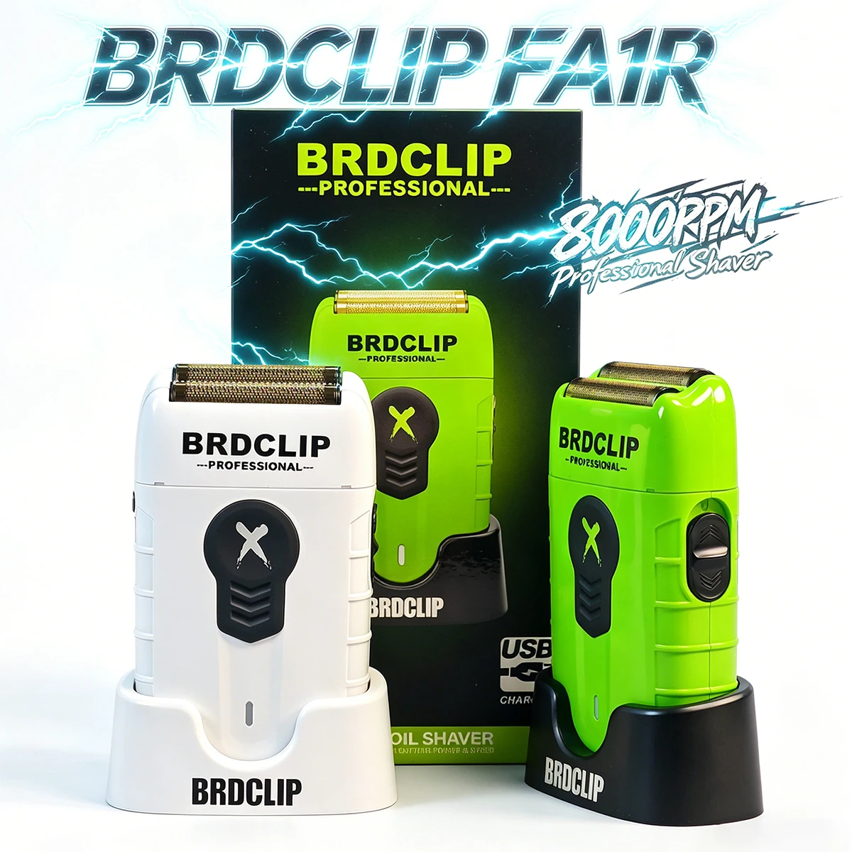 2026 New BRDCIP Professional Electric Shaver FA1R 8000RPM Dual Blade Head with Storage Base 1200mAh Men's Hair Trimmer Machine