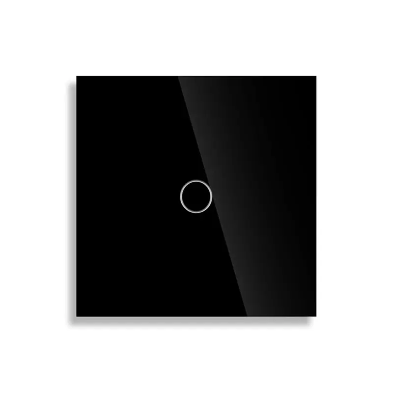 【FITTING】2X EU 1Gang 2Way Dual Touch Switch Tempered Glass Panel Stair Switch Bedroom Sensor Switches No Need WI-FI Black