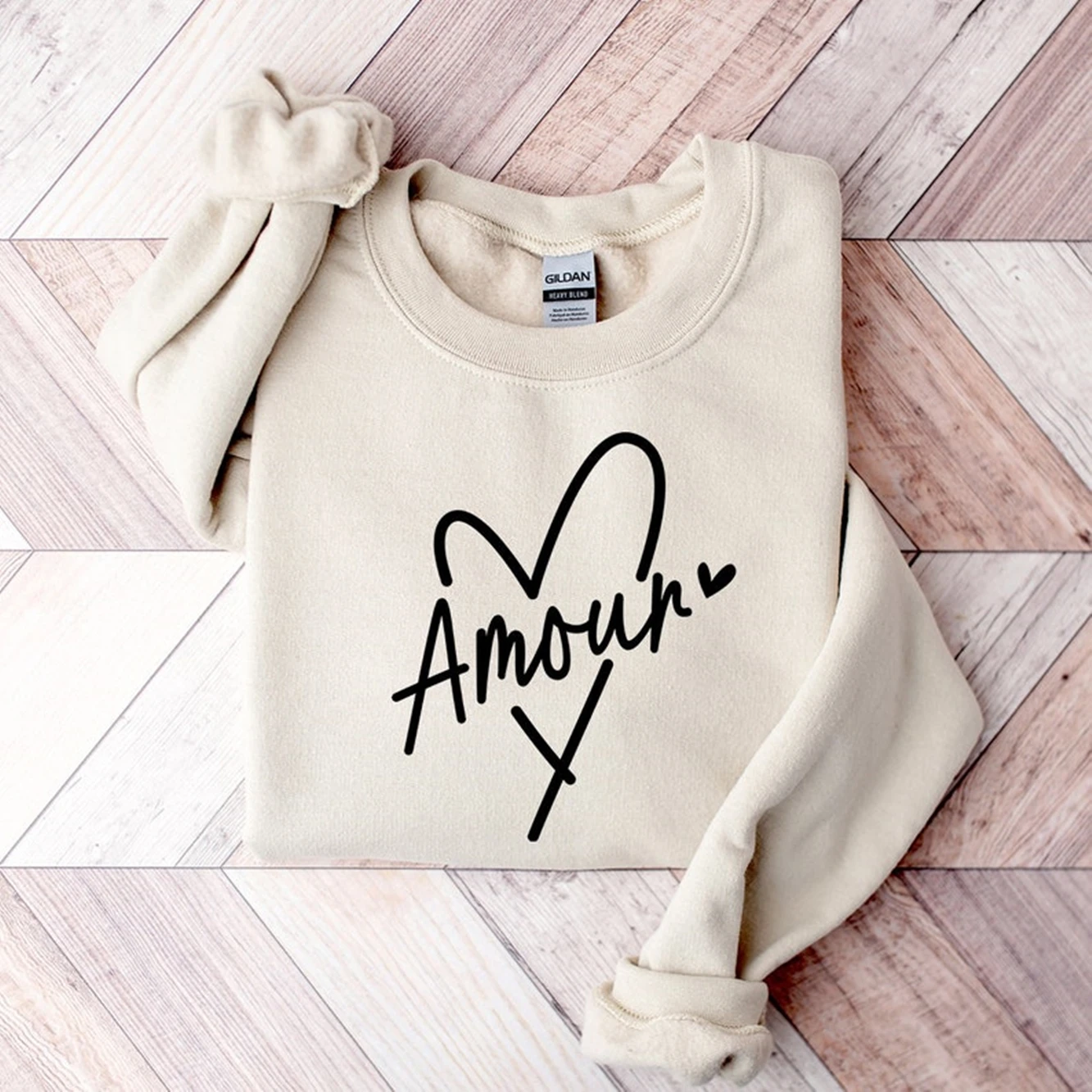 Amore Pattern Printed Unisex Sweatshirt Women's Spring Romantic Heart Pullover Unisex Jumper Relationship Anniversary Top Gift