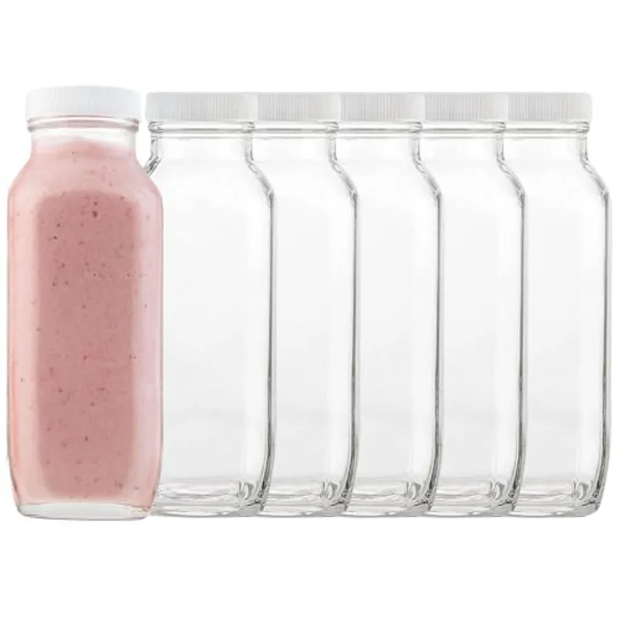 

Квадратная стеклянная бутылка для молока с крышкой - Герметичные винтажные многоразовые контейнеры для молока, йогурта, смузи, соков