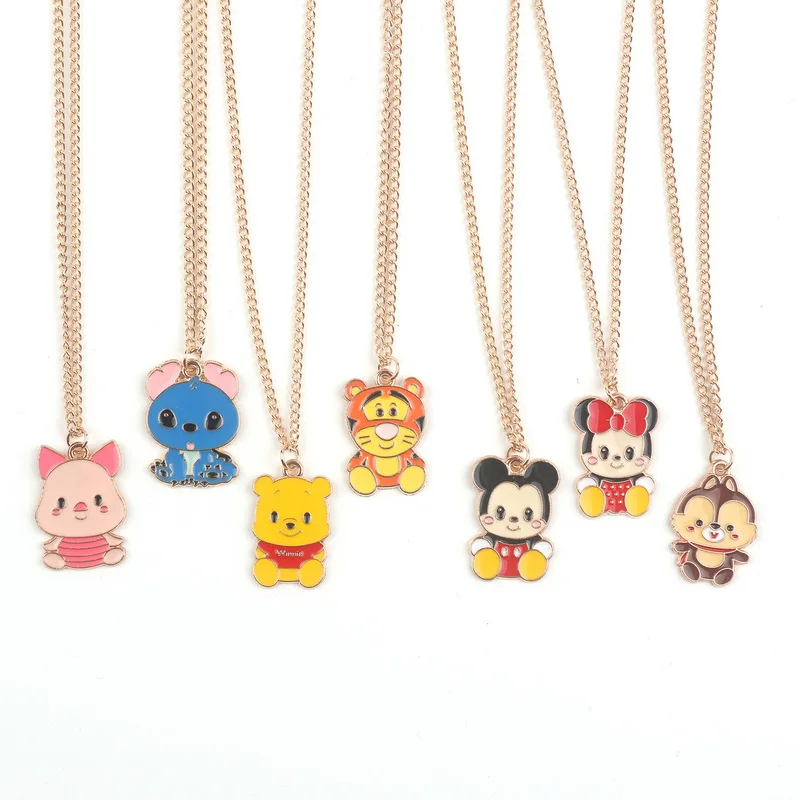 

New Stitch Necklace Cartoon Mickey Mouse Collarbone Chain Alloy Pendant Choker Children's Collars Couple Student Accessories