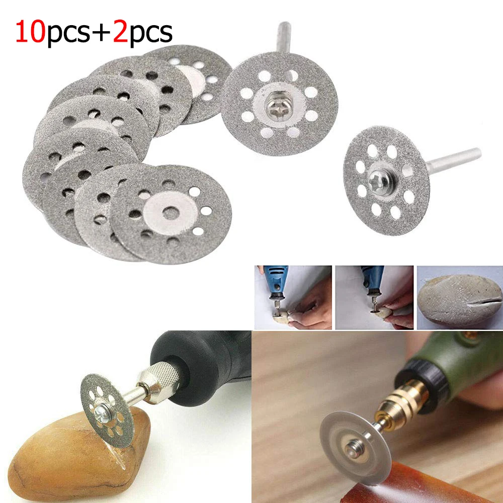 10개+2개 22mm HSS 절단 디스크 원형 톱날 금속 절단 연마 도구 드레멜 로터리 도구용 절단날