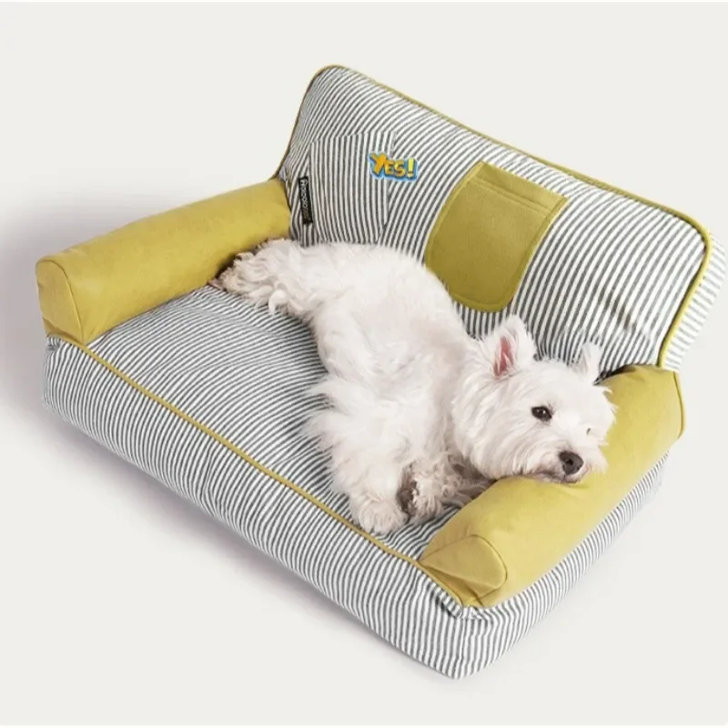 Pet Sofa, Kennel Striped Sofa Fully Removable and Washable Wear-resistant, Small and Medium-sized Dogs, Pet Supplies Accessories