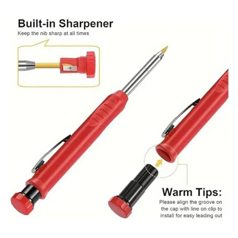 Juego de lápices de carpintero sólidos, paquete múltiple, con plomo de 2,8 MM y sacapuntas incorporado, papelería de fábrica de madera duradera