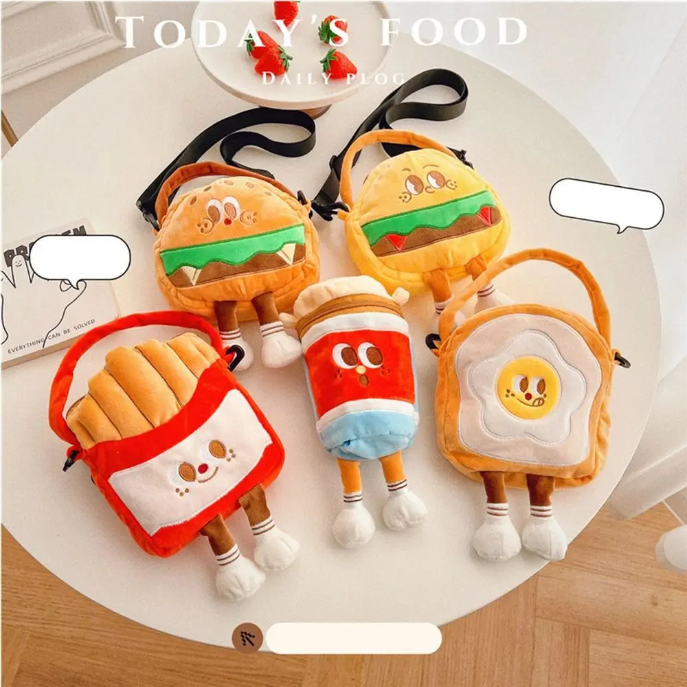 

Fashionable Doll Plush French Fries Handbag Fluffy Crossbody Bag Cartoon Hamburger Bag Plush Toy Tote Bag Shoulder Bag Girl