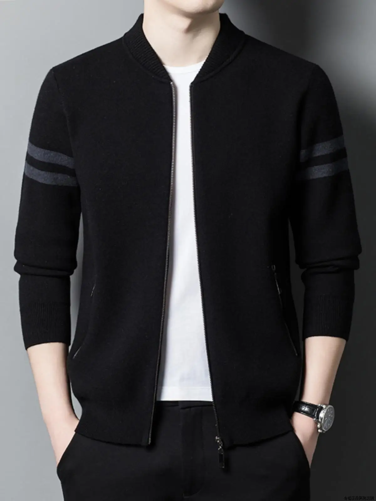 

Men's Knitted Zipper Sweater Jaet Thiened Warm Stand Collar Autumn Winter New Arrival High End Casual Faion Inner Wear
