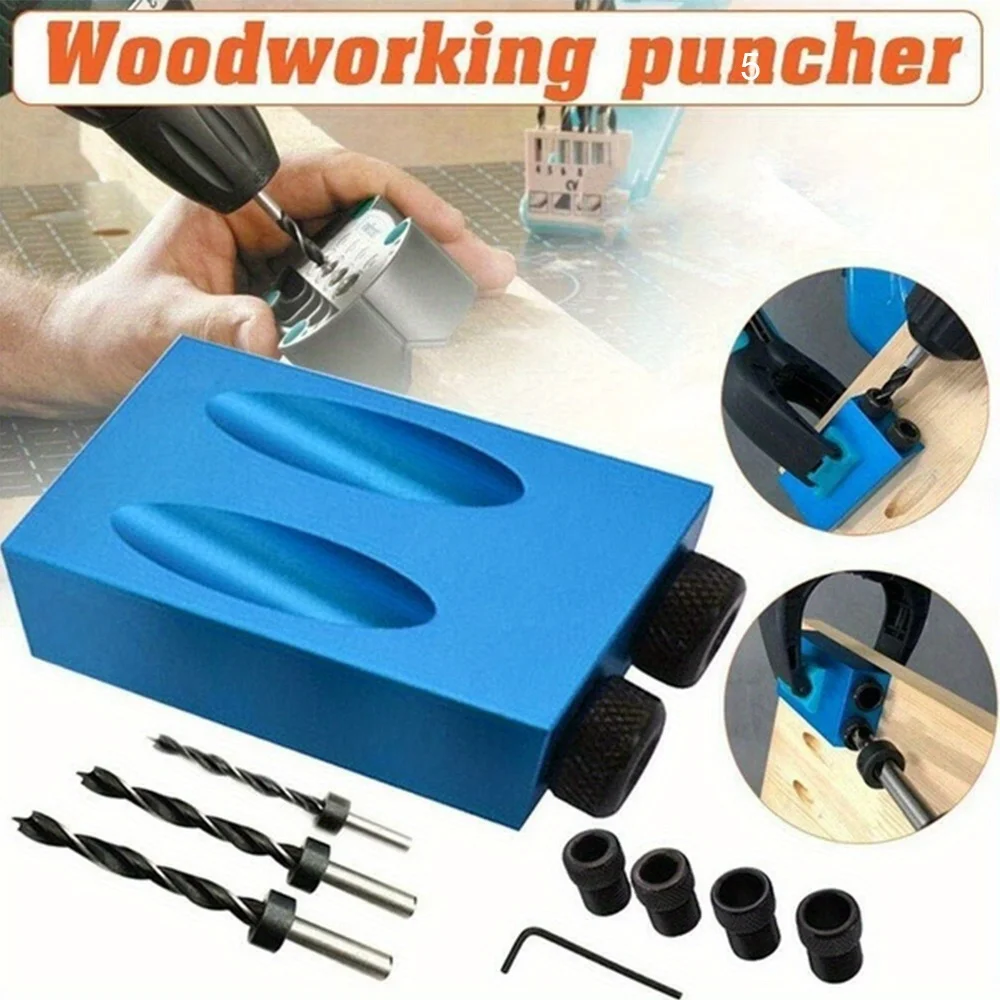 1 set 7/14pcs Liberhaus Pocket Hole Jig Kit - 15 Degree Angle Oblique Hole Locator for Precise Drilling