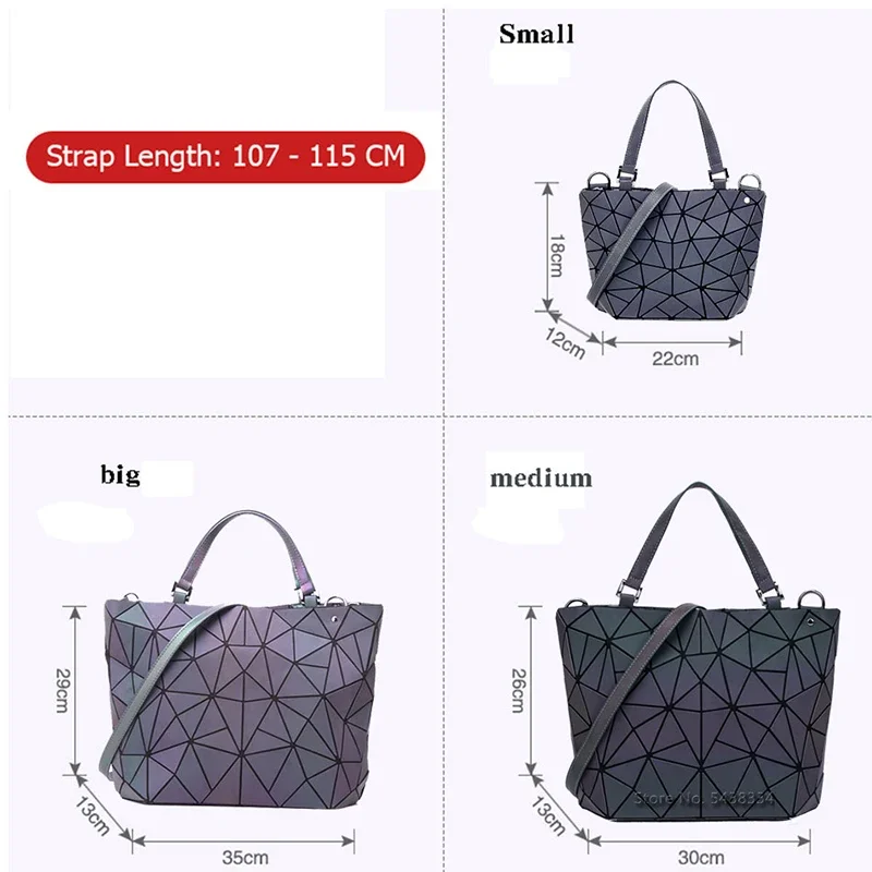 Luminous bag Women Geometry Tote Quilted Shoulder Bags Hologram Laser Plain Folding Handbags reflective geometric bag bolsa