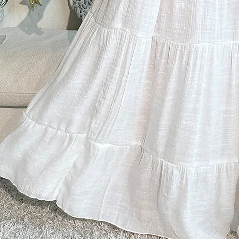 Sexy Pure Color Bikini Swimwear Casual Beach Dress Women's High Waist Long Skirt Cake Style Loose Fit Summer 2025