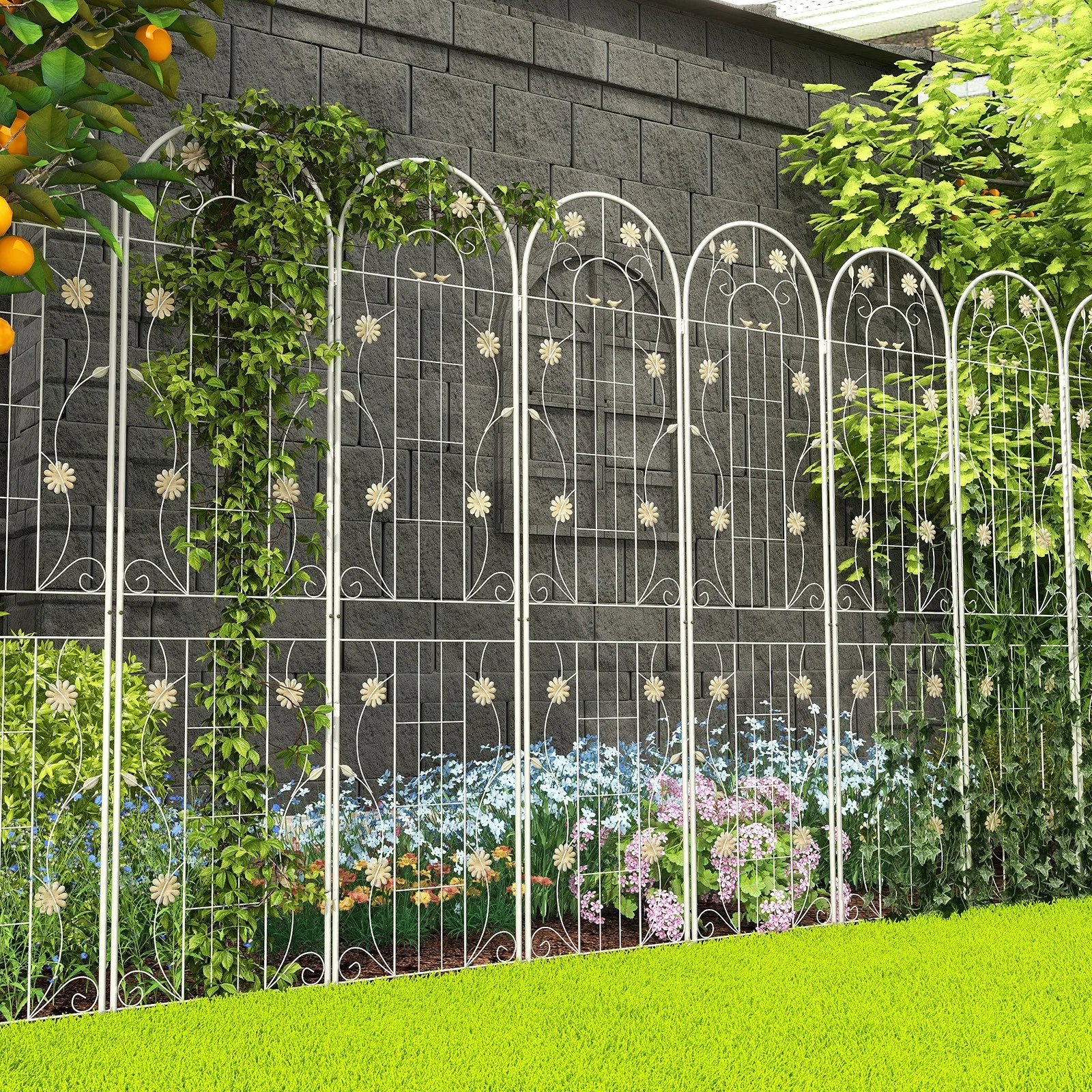 

4 Pack Rustproof Metal Garden Trellis 71" x 20" Wire Lattice Panel for Patio