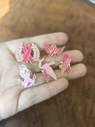 Pink Ribbon Breast Cancer Enamel Pins AIDS Promotion Day Badge For Clothes Backpack Prevention Awareness Caring Breast Brooches