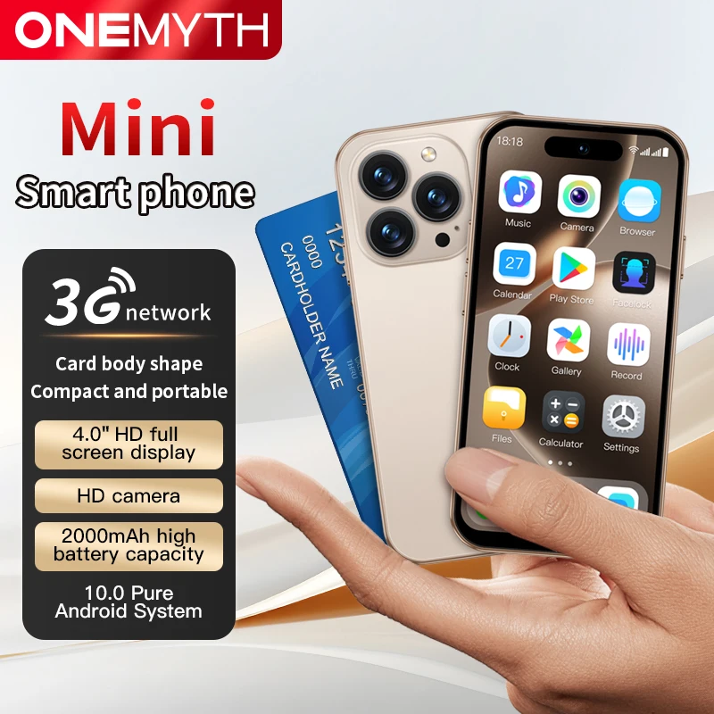 ONEMYTH M16 Pro Mini 3G Smart Phone, Android 10.0 Quad-Core 2GB RAM 16GB ROM Dual SIM 4.0-inch Backup Phone